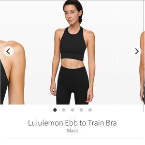 Lululemon Ebb to train sports bra crop top black size 10